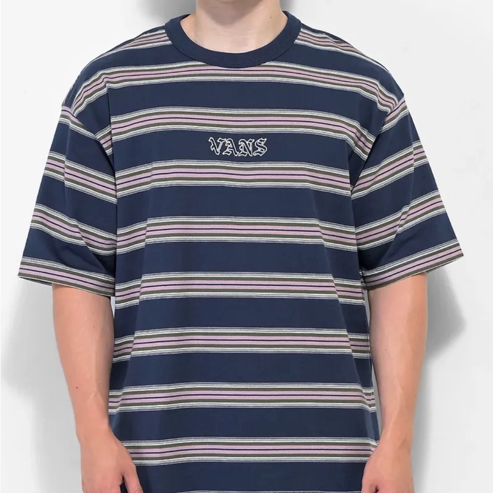 Vans Blue and White Short Sleeve Tee Casual Striped